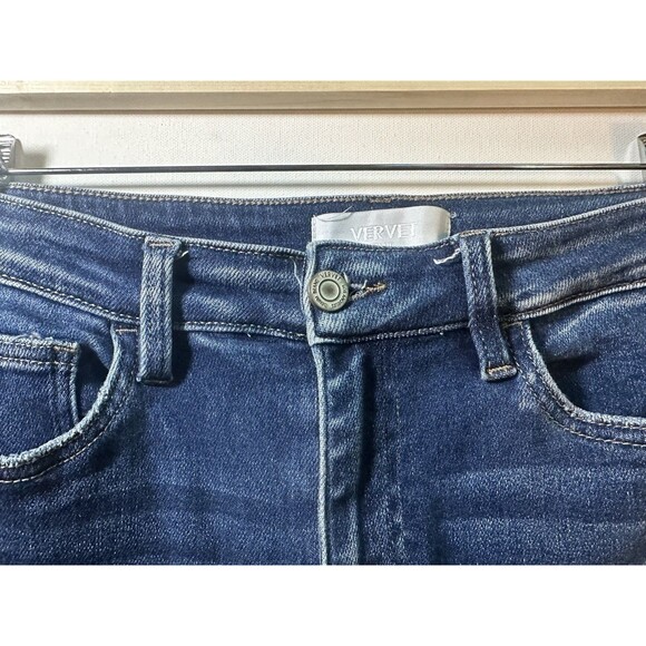 Vervet Blue Jeans Straight Leg Stretch Women’s Size 29 Raw Hem Dark Wash Denim‎ - Picture 7 of 14